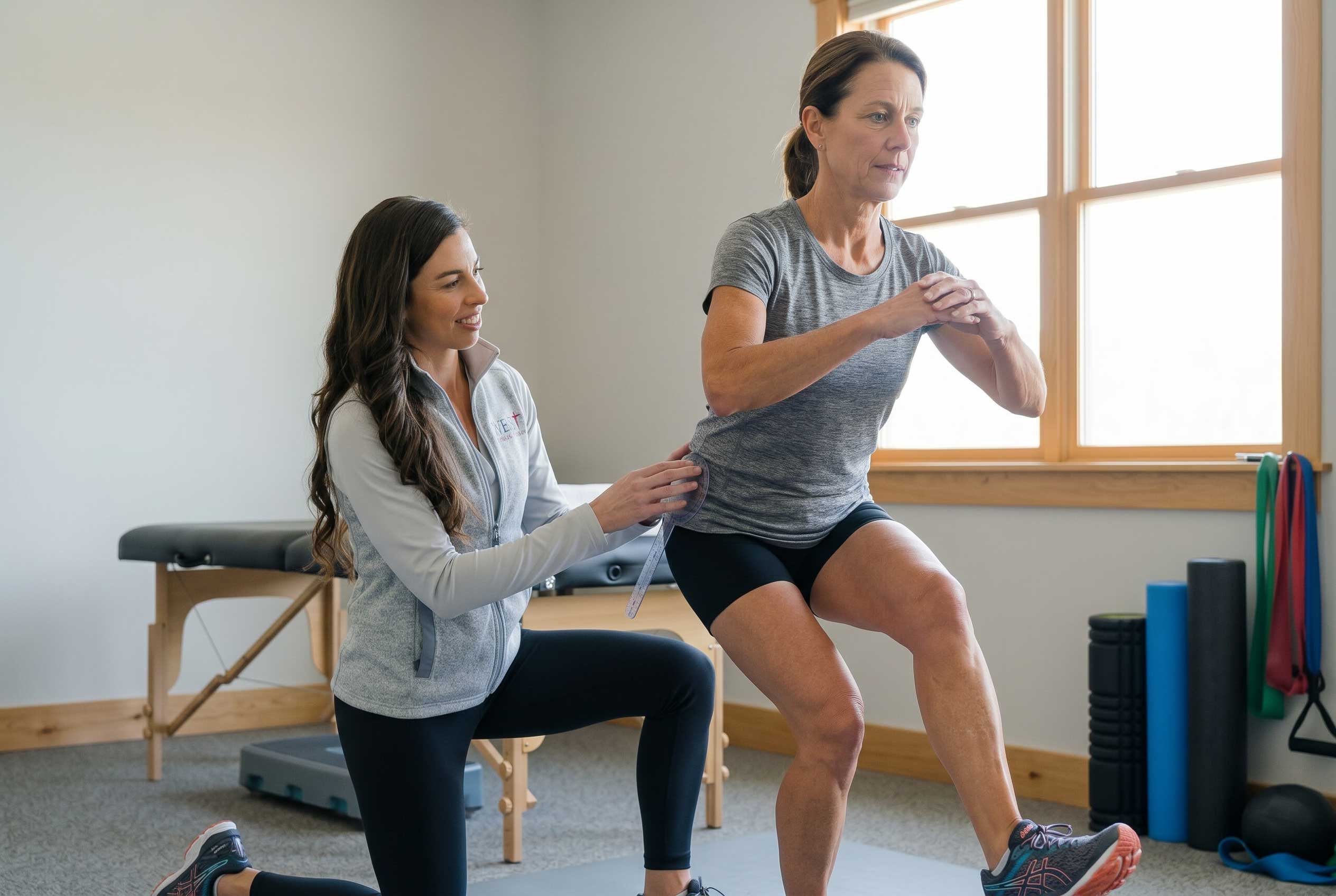 Dr. Mackenzie guiding a patient through a movement assessment