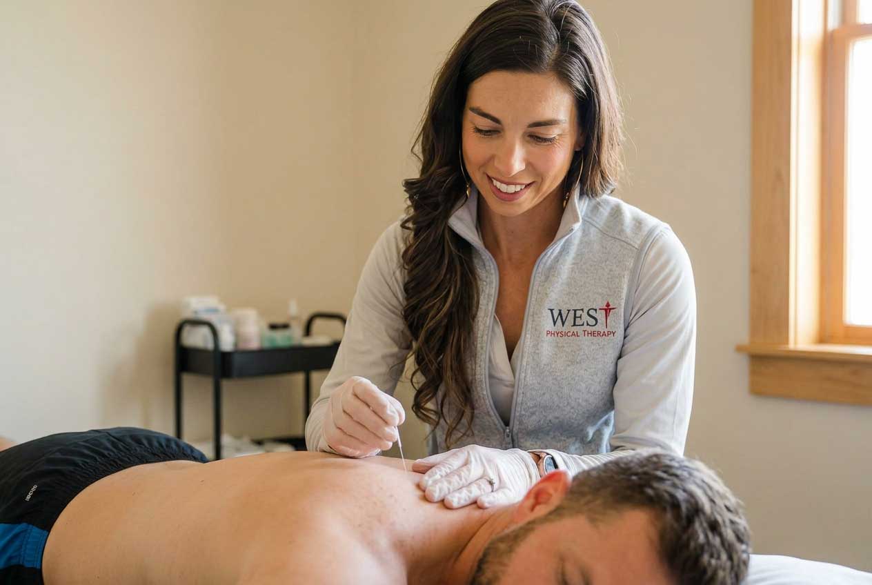 Dr. Mackenzie performing dry needling on a patient