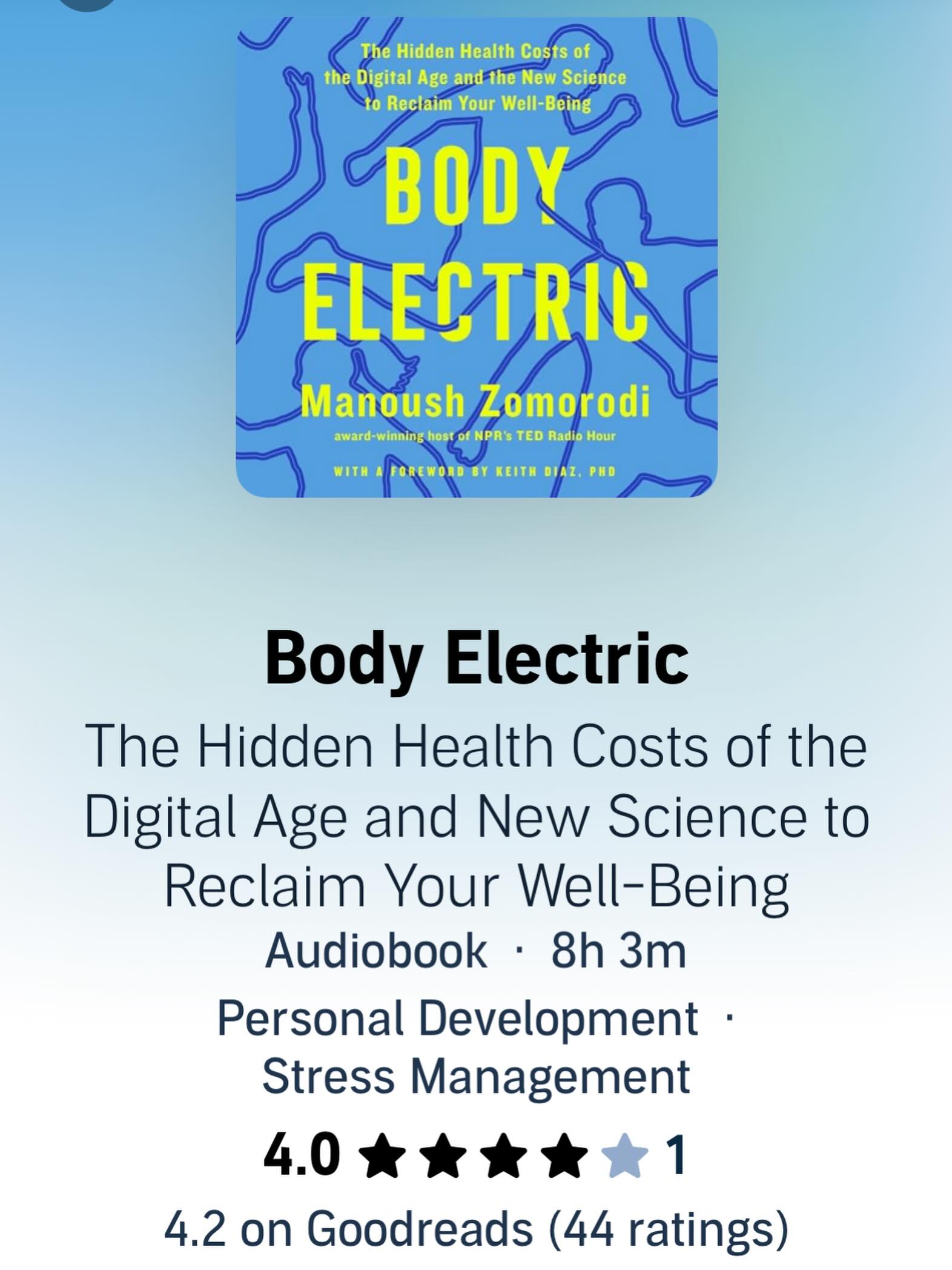 Lately I’ve been listening to The Body Electric by Manoush Zomorodi and honestly, it’s been deeply resonating with me bo